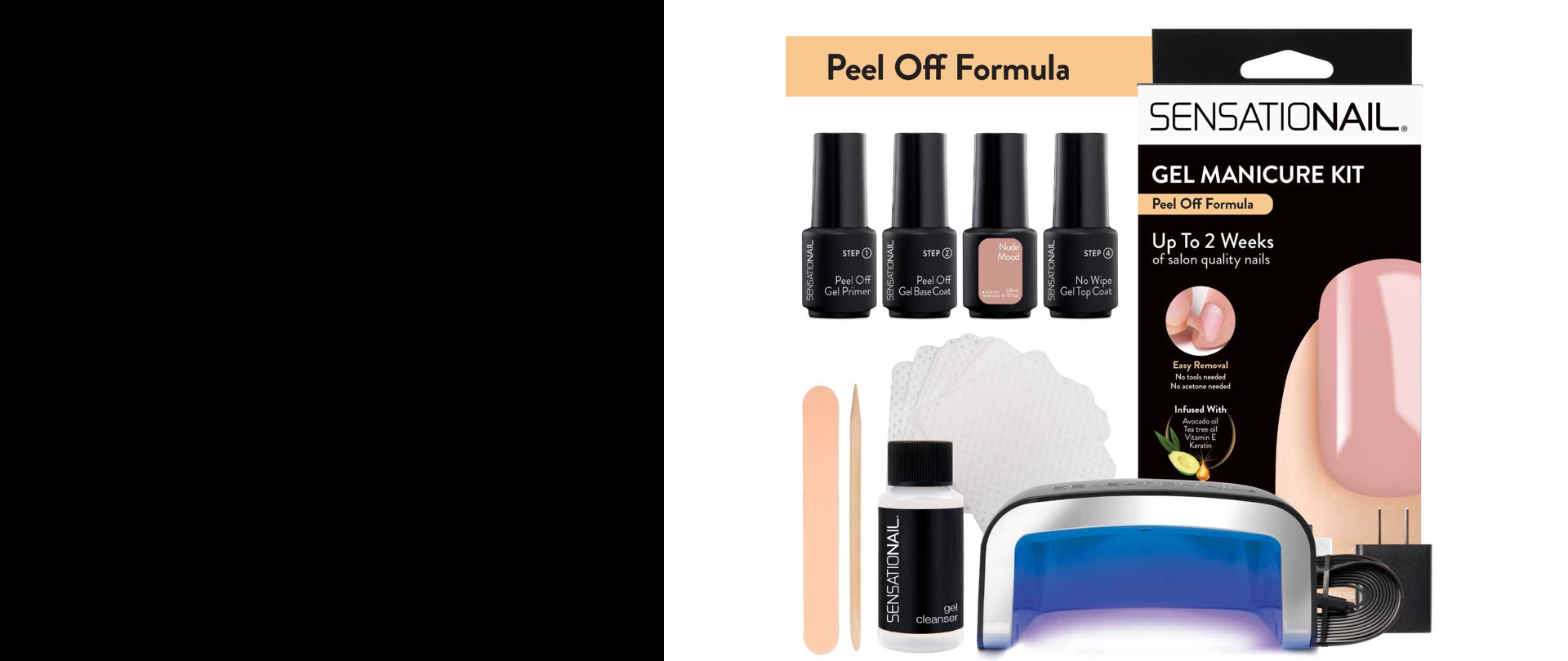 SensatioNail Gel Manicure Starter Kit – Peel Off Formula, Nude Mood